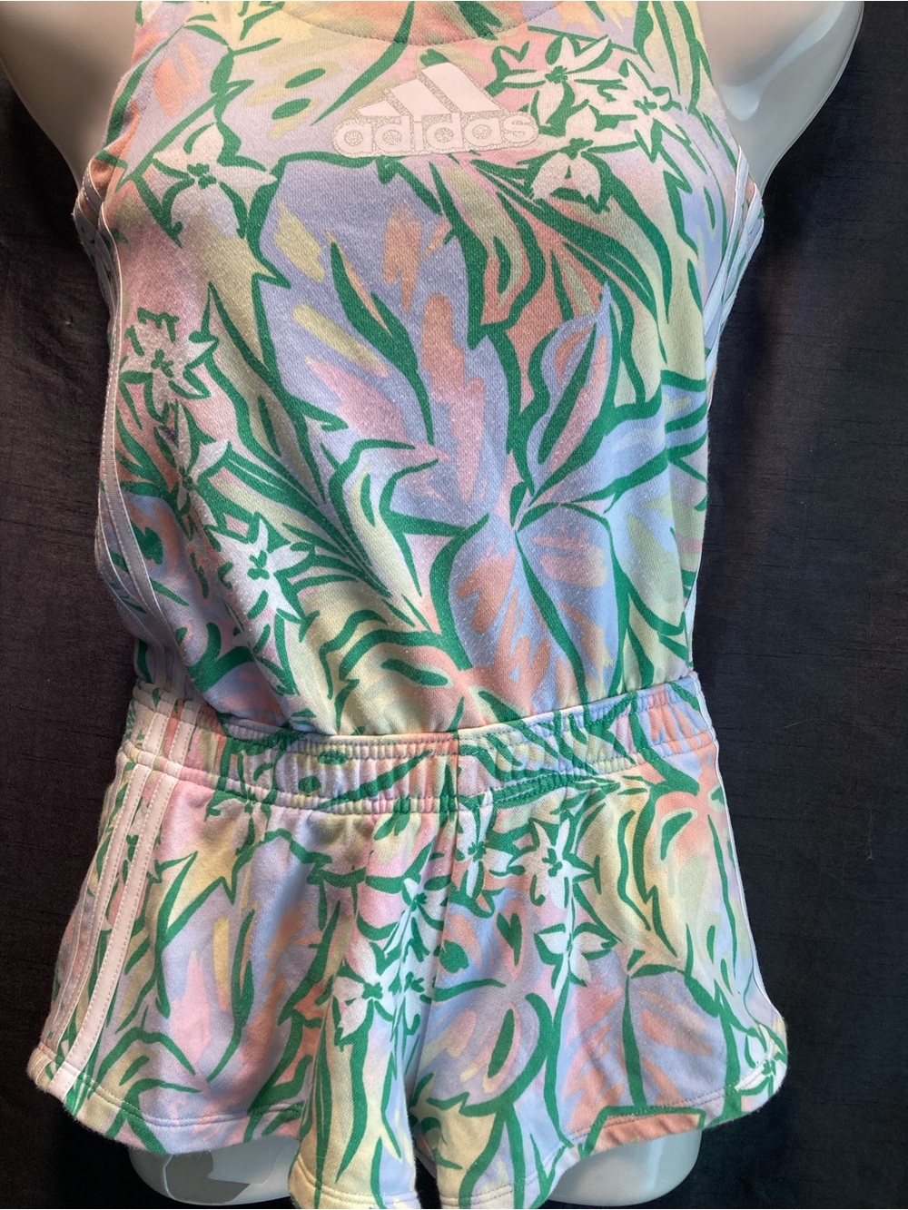 adidas Women’s Pastel Floral Athletic Shorts Green Pink Lavender Size S